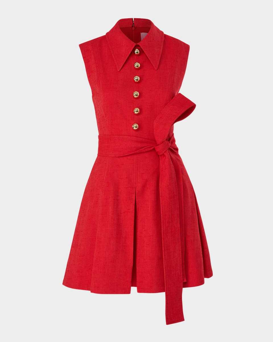 Sleeveless Pleated Mini Shirtdress